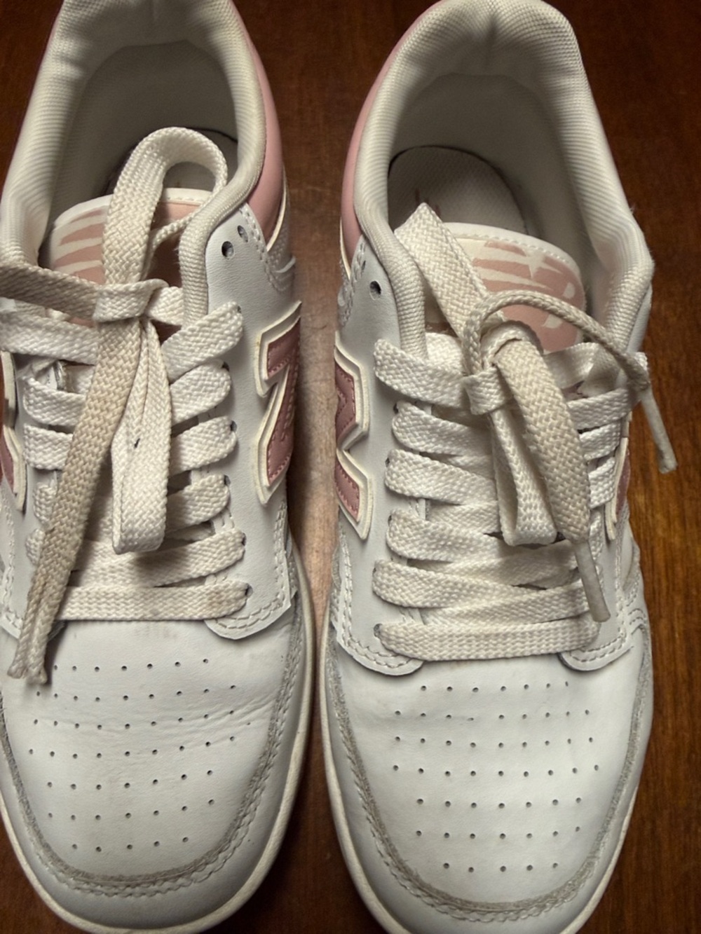 New Balance Women's White Sneakers with Pink Accents